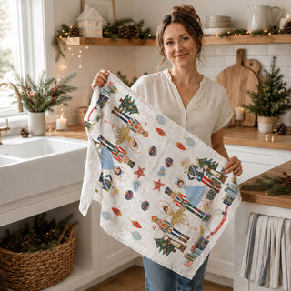 christmas kitchen towel with nutcracker soldiers and ornaments
vintage nutcracker christmas decor kitchen towel
nutcracker ballet inspired christmas dish towel
festive holiday kitchen towel classic christmas characters
decorative christmas towel with nutcracker theme