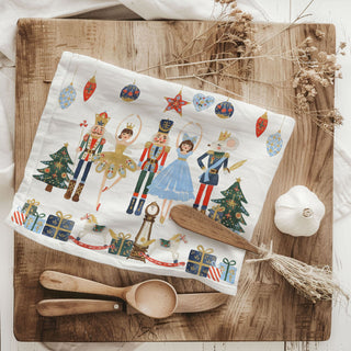 traditional farmhouse christmas kitchen accessory towel
cottage christmas decor kitchen towel elegant style
holiday kitchen styling towel vintage nutcracker theme
classic holiday home decor kitchen towel