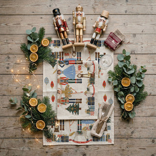 timeless christmas kitchen accessory decorative towel
elegant farmhouse holiday kitchen decor towel
cozy christmas kitchen aesthetic nutcracker towel
soft neutral holiday kitchen styling dish towel