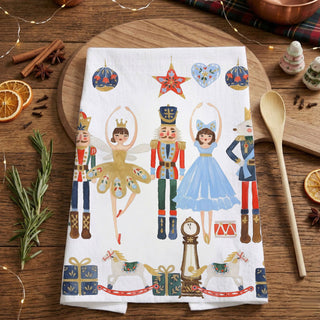 nutcracker holiday kitchen towel classic christmas scene
storybook nutcracker christmas dish towel decor
christmas toy soldier kitchen towel festive design
holiday towel with nutcracker characters and gifts
nutcracker christmas illustration kitchen towel