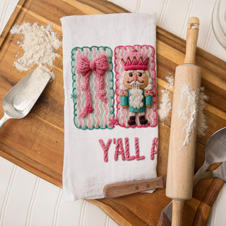 trendy pink holiday decor towel for stylish kitchen setup
unique pink christmas towel gift for home decor lovers
cozy pink christmas dish towel for festive kitchen styling
pretty nutcracker kitchen towel pink christmas aesthetic