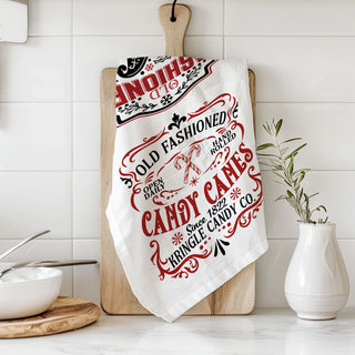 Where to buy candy cane decorations?
Where to get candy cane Kitchen Decorations in the USA? 
Kringle Candy Co Home Decor inspiration.
Kringle Kitchen Towels for the holidays.
Red and black Holiday kitchen decor vintage
traditional christmas kitchen towel vintage style decor
classic holiday kitchen dish towel old world design