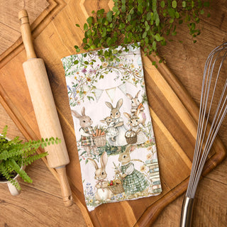easter bunny towel with books and florals
heirloom vintage bunny kitchen towel
classic spring bunny towel farmhouse style
old fashioned easter bunny kitchen towel
easter gift towel for mom farmhouse decor
vintage bunny towel for spring hostess gift