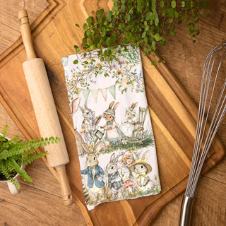 spring home decor bunny and floral towel
elegant easter towel cottagecore decor
whimsical bunny towel spring kitchen styling
100 cotton flour sack towel soft absorbent
premium quality easter kitchen towel
durable cotton tea towel with bunny print