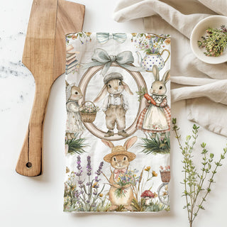 Lavender bunny kitchen towel watercolor Victorian farmhouse
Mushroom bunny towel Peter Rabbit vintage storybook
Bow ribbon bunny kitchen towel Easter watercolor spring
Straw hat Peter Rabbit dish towel vintage farmhouse