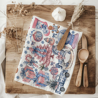Christmas gift for grandma
Christmas gift for sister
Christmas gift for friend
hostess gift for Christmas
holiday gift basket kitchen towel
Christmas housewarming gift
coquette holiday decor towel
grandmillennial holiday decor towel
vintage pink holiday towel
Christmas towel aesthetic
pink Christmas aesthetic decor
blue and pink Christmas decor
pastel holiday kitchen towel
Christmas towel with vintage ornaments
holiday tea towel with nutcracker