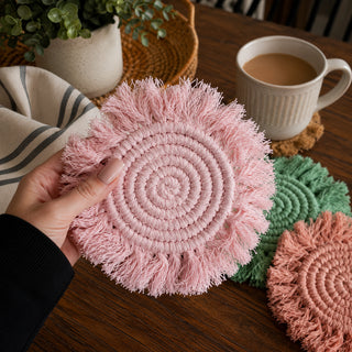 Pastel Braided Tassel Coasters