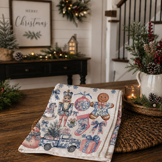 cute Christmas kitchen towel
Christmas towel with nutcracker
Christmas towel with gingerbread cookie
Christmas towel with rocking horse
Christmas towel with candy cane
Christmas towel with snowman
Christmas towel with truck
Christmas towel with presents
Christmas towel with mittens
Christmas towel with bows
pink Christmas decor kitchen towel
blue Christmas decor kitchen towel
vintage holiday kitchen towel
shabby chic Christmas towel
feminine Christmas kitchen decor