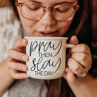 cute neutral Christian coffee mug with script
microwave safe pray then slay mug
dishwasher safe Christian quote mug
Christian morning routine coffee mug
motivational mug for church going women
pray then slay mug for Bible study group
faith based coffee cup for busy moms
Christian encouragement gift for friend mug
latte mug with pray then slay quote
aesthetic Christian mug on white background