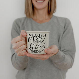 pray then slay the day mug
Christian pray then slay coffee mug
faith inspired 14oz ceramic coffee cup
motivational Christian mug for women
neutral speckled pray then slay ceramic mug
woman holding pray then slay the day mug
Bible study coffee mug with prayer quote
Christian girl boss coffee cup