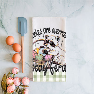 Raccoon humor kitchen towel bunnies overrated eggs
Chaotic Easter raccoon dish towel funny gingham
Funny Easter humor kitchen towel raccoon stay feral
Sarcastic Easter dish towel raccoon bunnies overrated