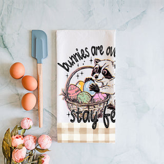Witty raccoon kitchen towel Easter eggs humor farmhouse
Hilarious Easter towel funny raccoon stay feral gingham
Sassy raccoon dish towel Easter humor bunnies overrated
Clever Easter kitchen towel raccoon eggs funny spring