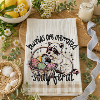 Trash panda kitchen towel Easter humor raccoon eggs
Funny raccoon towel bunnies overrated Easter gingham
Feral Easter kitchen towel raccoon basket farmhouse
Raccoon humor dish towel Easter eggs stay feral spring