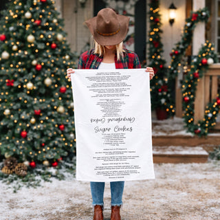 holiday baking towel for first time cookie makers
kitchen towel with easy recipe for holiday baking
christmas baking towel for beginners cookie recipe
simple gingerbread recipe towel for easy baking
holiday dish towel for quick and easy cookie recipes
kitchen towel recipe for stress free holiday baking