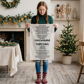 Christmas Kitchen Towel Gingerbread Recipe – Holiday Dish Towel, Baking Kitchen Decor, Flour Sack Cotton Tea Towel Gift for Bakers
