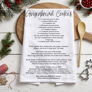 holiday kitchen towel for baking cookies with printed instructions
festive baking towel with cookie recipe for holiday kitchen decor
christmas dish towel with baking recipe for cookies and treats
holiday towel with detailed baking instructions for beginners