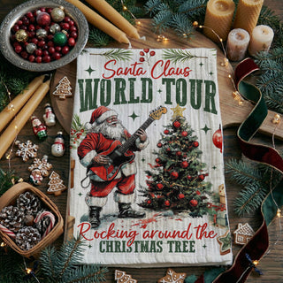 Christmas gift for music lover kitchen towel
funny Christmas gift for guitarist Santa towel
holiday gift for rock music fan kitchen decor
Christmas kitchen towel gift for musician
Santa guitar towel gift idea Christmas
Christmas kitchen towel styled rustic wooden board Santa
festive Santa towel with farmhouse kitchen props
holiday kitchen towel styled cozy home decor
