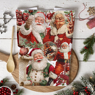 personality driven Christmas Santa dish towel
festive Santa expressions kitchen towel
detailed Santa illustration holiday towel
Santa portrait style Christmas kitchen towel
whimsical Santa personality decor towel