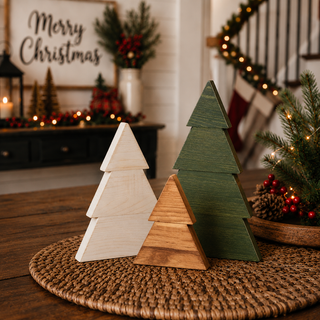 Wooden holiday figurines for a Christmas village display
Christmas tree accents for a rustic holiday centerpiece
Natural wood Christmas décor with hand-painted snow details
Decorative wooden trees for a holiday dining table
Green and white Christmas tree décor for a cozy home
Freestanding wooden tree decorations for seasonal displays
Boxwood trees styled with red berries and evergreen garland
Christmas console table décor with rustic wooden trees