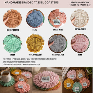 Pastel Braided Tassel Coasters