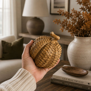 Halloween porch decor with woven resin pumpkins
Autumn porch pumpkins with neutral farmhouse style
Fall patio decor with resin rattan pumpkins
Outdoor Halloween pumpkin decorations with woven texture
Autumn outdoor decor pumpkins with basket weave design
Fall front porch decor with rattan style pumpkins
Neutral Halloween pumpkin decor for modern farmhouse homes
Luxury Halloween home decor with rustic pumpkin set
Fall shelf decor with woven pumpkin decorations