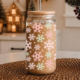 Christmas pastel pink mint snowflake coffee tumbler bamboo lid - Soft accessories
17oz Christmas coffee tumbler glass - Pastel snowflake pink mint holiday kitchen gifts bamboo lid straw - Soft design
Holiday drinkware gifts glass cup
Christmas stocking stuffer - pastel pink and mint holiday tumbler cup