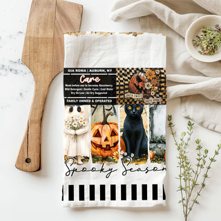 adorable halloween kitchen towel gift for friends and family
modern illustrated ghost towel for contemporary kitchen décor
cute halloween tea towel for pumpkin spice latte station
designer style halloween dish towel for upscale kitchen décor