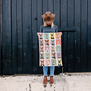 modern easter kitchen towel bright pastels
farmhouse decor towel colorful easter bunnies
spring home towel with pastel bunny design
whimsical easter towel funny modern style
pop art bunny towel for spring kitchen decor
cute easter kitchen towel farmhouse meets fun