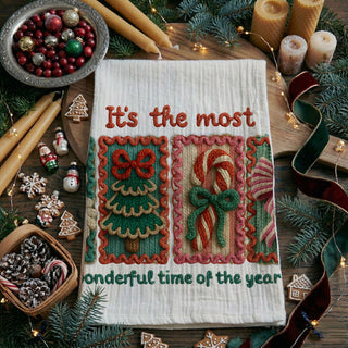 christmas tea towel crochet inspired holiday decor
holiday dish towel with crochet style christmas icons
decorative christmas towel crochet pattern kitchen
soft cotton christmas towel vintage crochet design
christmas hand towel crochet style festive decor