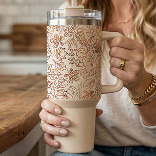 fall tumbler with handle
40 oz autumn tumbler cup
neutral fall tumbler with straw
pumpkin spice tumbler aesthetic
autumn leaves tumbler cup
beige fall travel mug
cozy autumn insulated tumbler