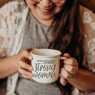 office coffee mug with strong woman message
empowering gift idea for women leaders mug
ceramic mug for women who stand up for themselves
cute but powerful quote mug for women
coffee cup reminder to never apologize for being strong
empowerment kitchen decor strong woman mug