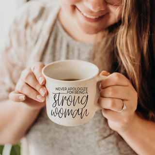 positive affirmation mug for modern women
strong woman mug used in cozy morning scene
trendy neutral coffee mug with feminist message
inspirational drinkware for women’s empowerment
unique gift for confident woman coffee mug