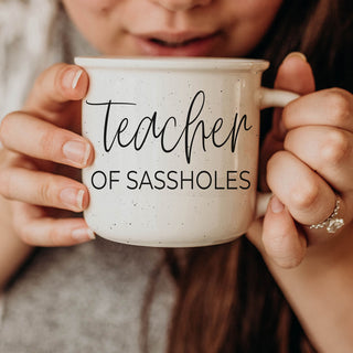 back to school gift teacher of sassholes cup
funny classroom teacher coffee mug
teacher of sassholes ceramic mug close up
minimalist style funny teacher coffee cup
teacher mug for sassy sarcastic educator