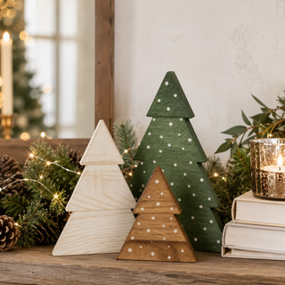 Wooden Christmas tree decoration set for holiday gift giving
Christmas gift for someone who loves home décor
Boxwood Christmas tree set for a hostess gift
Rustic Christmas décor gift for women
Christmas tabletop trees for a coffee bar
Wooden evergreen decorations for a holiday vignette
Small rustic trees for Christmas village décor
Decorative Christmas trees for a bedroom dresser
Wooden holiday trees for an office desk
Christmas decorations for small shelves and narrow spaces
Boxwood Christmas trees decor
