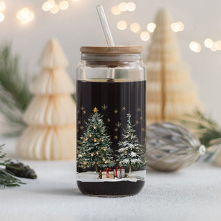 Christmas kitchen essentials - festive reusable glass tumbler cup
17oz holiday glass tumbler - Christmas themed gift for moms and friends
Christmas drinkware gift - reusable tumbler with bamboo lid and straw