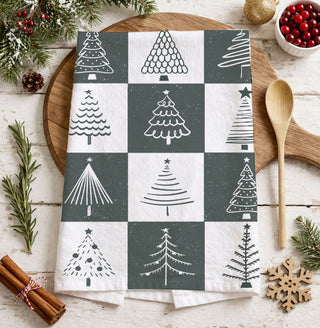 modern christmas decor gift kitchen towel neutral tones
simple christmas gift towel aesthetic kitchen decor
grid pattern christmas tree kitchen towel neutral design
checkered christmas towel minimalist tree pattern grey white
repeating christmas tree design dish towel modern neutral