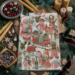 pink and pastel christmas kitchen decor towel aesthetic holiday
cute pink christmas towel vintage santa face design
pink holiday tea towel retro christmas kitchen decoration
pink vintage santa kitchen towel unique christmas gift idea
farmhouse pink christmas kitchen towel retro holiday decor