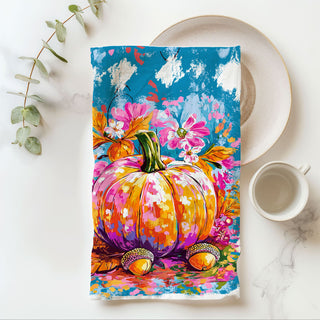 modern colorful pumpkin towel for contemporary autumn home
bold autumn kitchen linen featuring bright pumpkin artwork
colorful pumpkin towel gift for artistic fall lovers
painterly pumpkin kitchen towel for gallery wall style décor