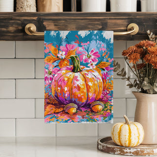 bright painterly pumpkin towel for cottage kitchen décor
colorful fall pumpkin kitchen towel for unique home décor
bright autumn pumpkin art towel for colorful kitchen styling
multicolor fall décor towel with artistic pumpkin design