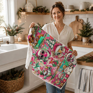 funny colorful christmas kitchen towel with santa and reindeer
unique holiday dish towel with cute animals and festive design
giftable christmas tea towel for women who love fun decor
bright christmas kitchen towel for festive holiday hosting
cute and funny christmas towel for holiday kitchen decor
funny-christmas-kitchen-towel-colorful-santa-reindeer
cute-holiday-dish-towel-funny-christmas-decor