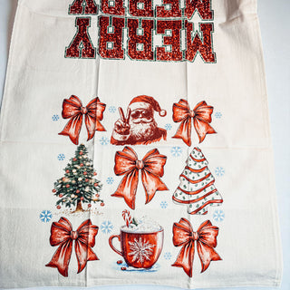 Bow coquette Christmas home decor
Aesthetic bow Christmas kitchen towel
Christmas kitchen towel trendy design
Holiday aesthetic kitchen accessories