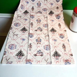 Holiday kitchen essentials pink blue design
Christmas cooking towels flour sack cotton
Christmas kitchen essentials gift