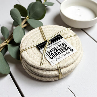 Fall gift ideas braided rope coasters neutral home accessories
Autumn present braided rope coasters fall colors gift set
Holiday gift guide braided coasters neutral autumn colors