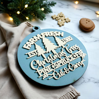 blue Farm Fresh Christmas Trees wooden ornament
blue wooden Christmas ornament for neutral farmhouse holiday decor
wooden ornament that looks like a Christmas tree farm sign
Christmas ornament for people who love real Christmas trees
rustic wooden ornaments for farmhouse Christmas trees
wood ornament circles
wood ornament christmas
wood ornament carved
wood ornament buy
wood ornament gift set