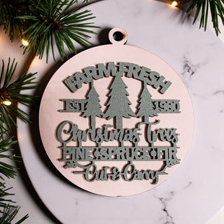 pink farmhouse Christmas tree ornament
pink Christmas tree farm wooden ornament
neutral Christmas tree farm ornament
cream wooden Christmas tree ornament
white farmhouse Christmas ornament
black and natural wood Christmas ornament
modern black farmhouse Christmas ornament
blue wooden Christmas tree farm ornament
colorful farmhouse Christmas ornaments
Christmas tree farm ornament available in 12 colors