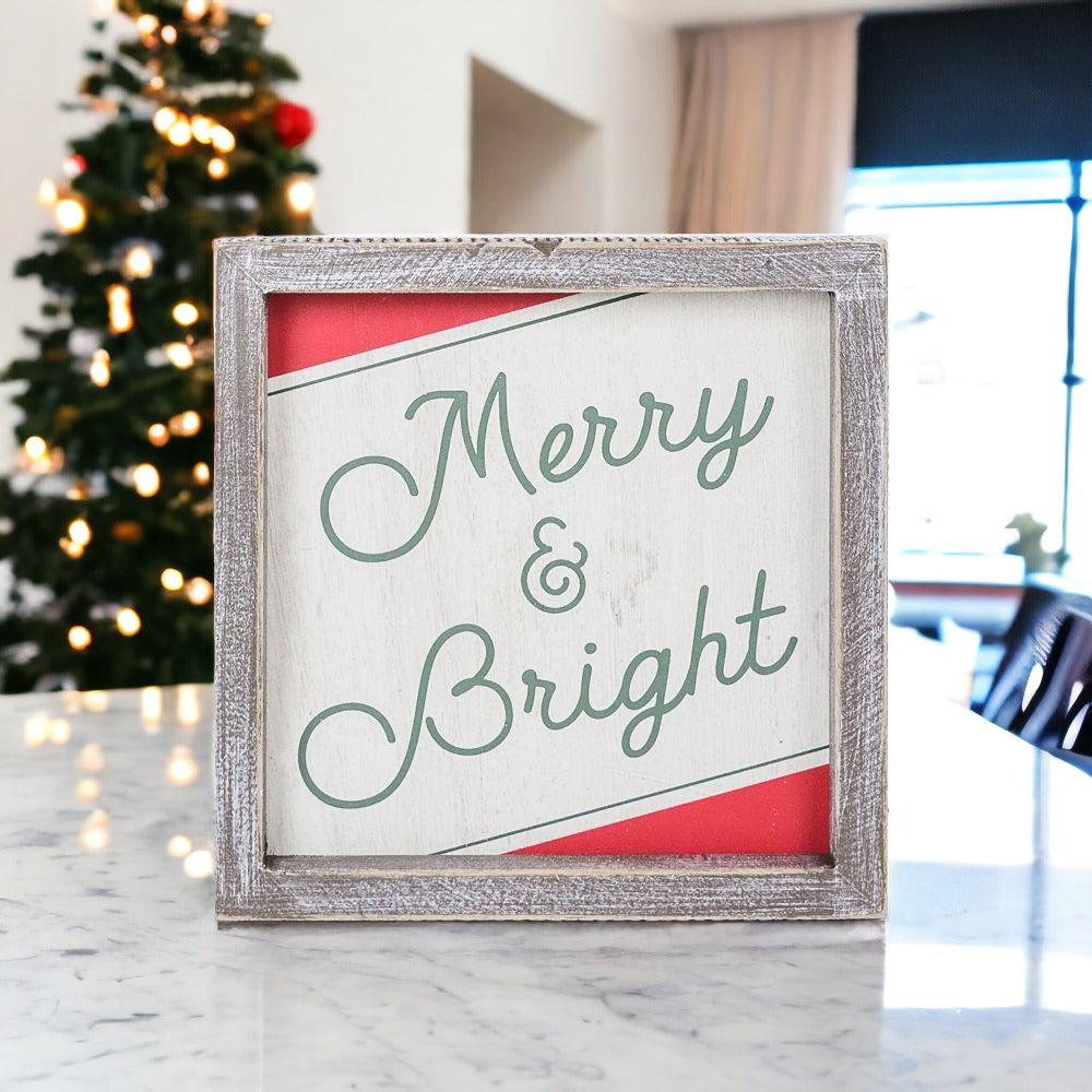Modern Farmhouse Christmas Home Decoration Signs for Mantle, Shelf, Countertop or table
