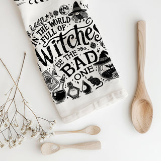 humorous witch sayings towel for halloween baking days
witty witch humor dish towel for gothic farmhouse décor
spooky season witch towel for funny october selfies