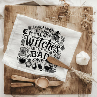sassy witch quote kitchen linen for modern witches
novelty witch themed cotton towel for halloween bar décor
cheeky witch kitchen accent for pumpkin spice corner