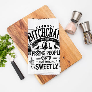 funny witch phrase towel for haunted housewarming gift
witchy humor towel for mantle or ladder display
halloween witch quote towel for dorm or apartment décor