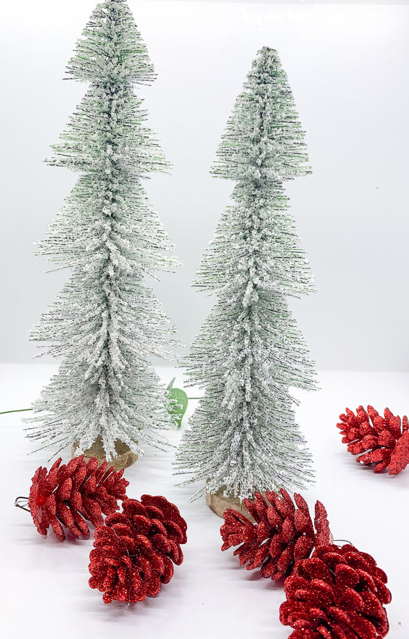 Snow Brushed Christmas Tree Statues